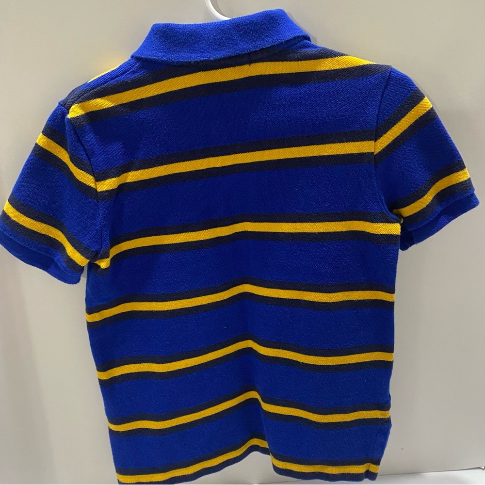 Polo Ralph Lauren Boys 4/4T Short Sleeve Polo Shirt Royal Blue Gold Stripes Pony - Picture 6 of 6